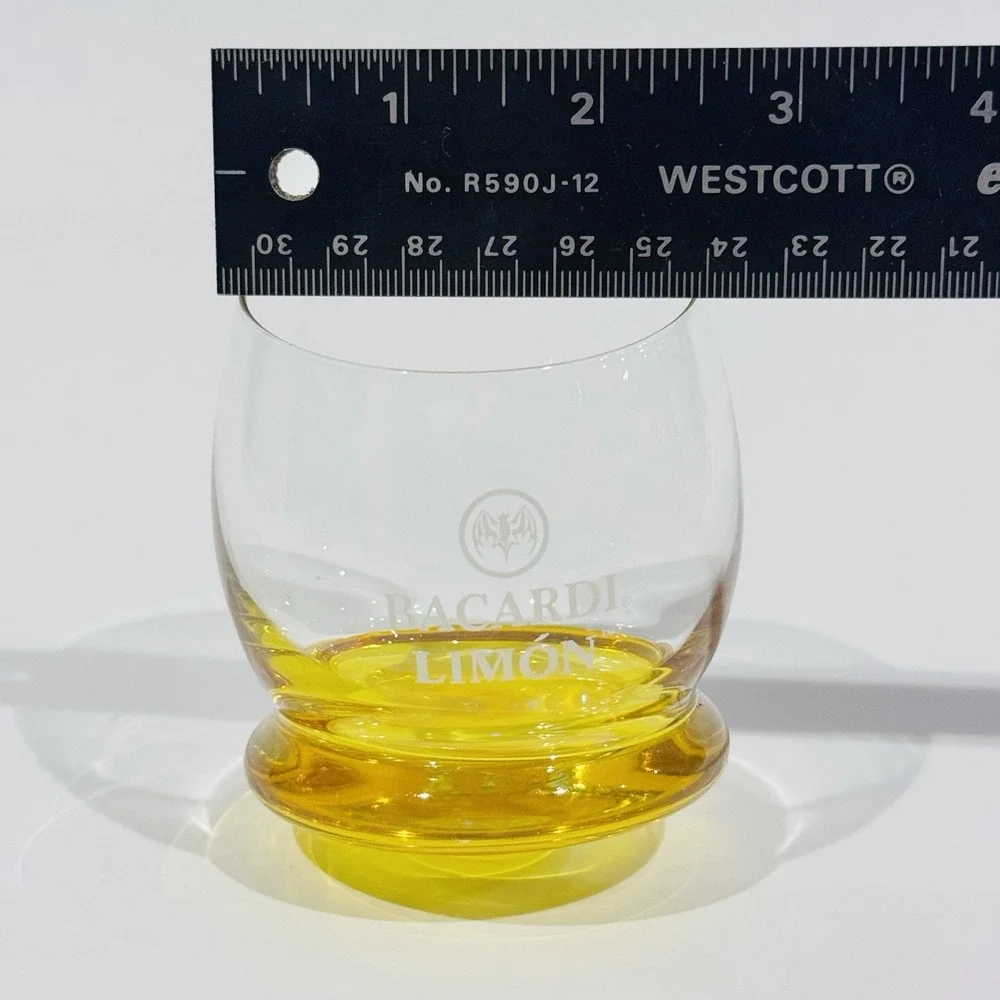 Bacardi Límon Wobble Shooter Glass Yellow & Clear Glass W Logo Roly Poly Barware